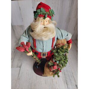 red cardinal Santa Claus statue centerpiece toy bag figure decor Xmas vintage